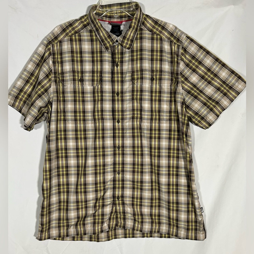 THE NORTH FACE GREEN YELLOW PLAID FISHING CAMPING HIKING OUTDOOR SHIRT MENS XL